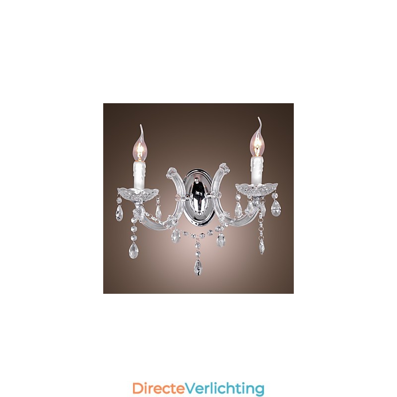 Elegante kristallen wandlamp met 2 lampen