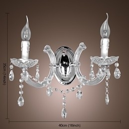 Elegante kristallen wandlamp met 2 lampen