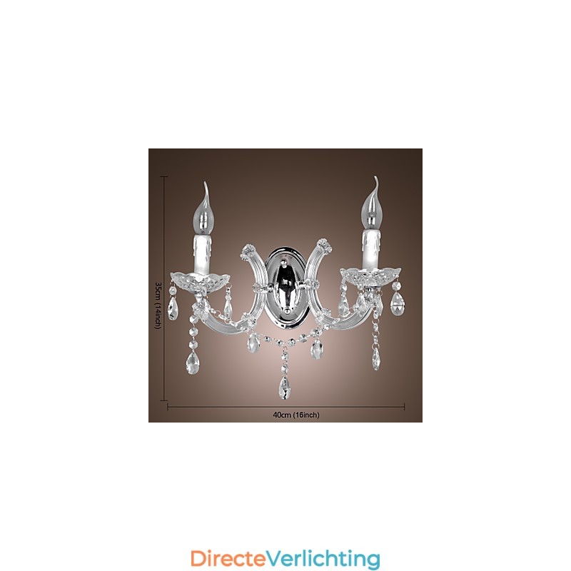 Elegante kristallen wandlamp met 2 lampen