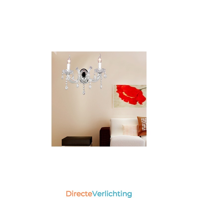 Elegante kristallen wandlamp met 2 lampen
