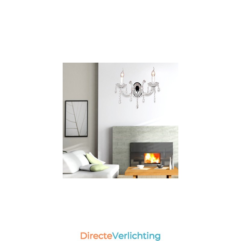 Elegante kristallen wandlamp met 2 lampen