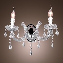 Elegante kristallen wandlamp met 2 lampen