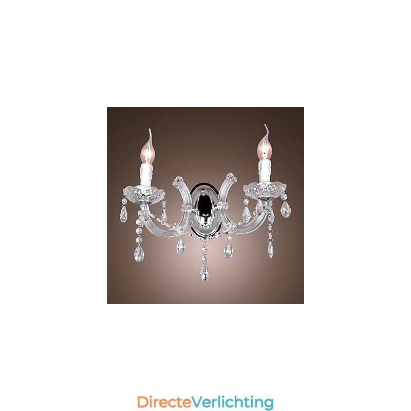 Elegante kristallen wandlamp met 2 lampen