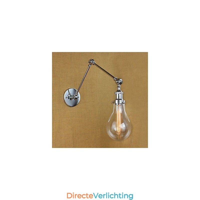 Chromen glazen telescopische retro wandlamp