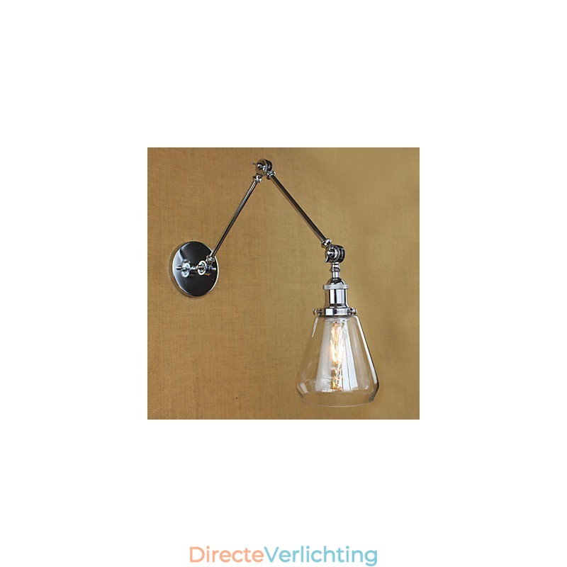 Chromen glazen telescopische retro wandlamp