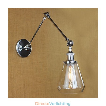 Chromen glazen telescopische retro wandlamp