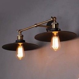 Landelijke industriële retro wandlamp dubbele wandlamp zwarte paraplu