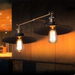 Landelijke industriële retro wandlamp dubbele wandlamp zwarte paraplu