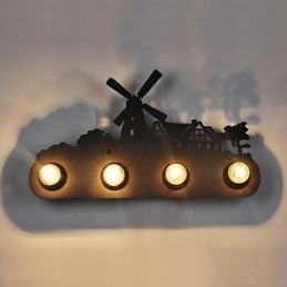 4 lampen Amerikaanse dorp pastorale LOFT stijl slaapkamer gangpad ijzer retro wandlampen