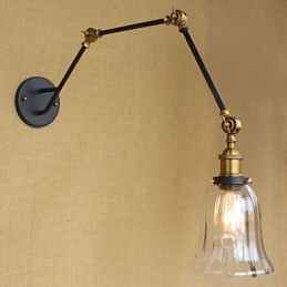 Amerikaanse Landelijke Eenvoudige Retro Glazen Lampenkap Drie Aanpassen Van De Lengte Van De Lange Arm Buis Muur