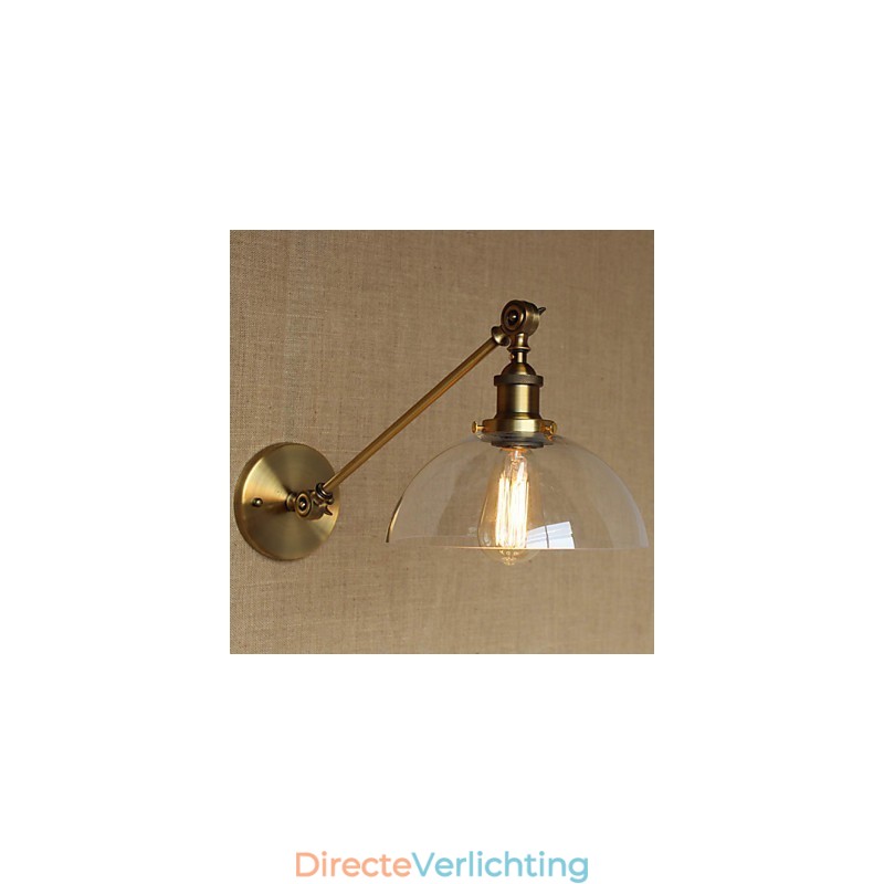 De Iron Glass Bronze Brass Arm Stijl Retro Creatieve Amerikaanse Landelijke Hal Slaapkamer Wandlamp