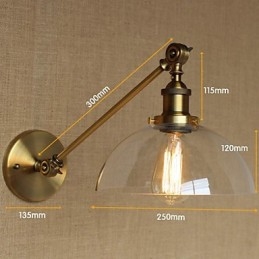 De Iron Glass Bronze Brass Arm Stijl Retro Creatieve Amerikaanse Landelijke Hal Slaapkamer Wandlamp