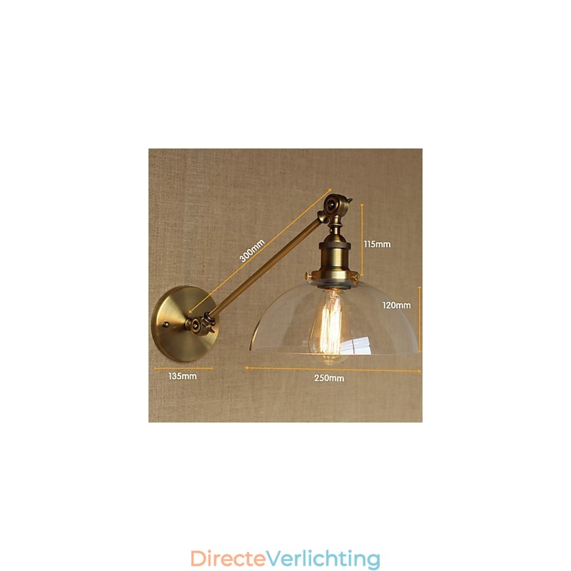 De Iron Glass Bronze Brass Arm Stijl Retro Creatieve Amerikaanse Landelijke Hal Slaapkamer Wandlamp
