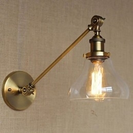 De Iron Glass Bronze Brass Arm Stijl Retro Creatieve Amerikaanse Landelijke Hal Slaapkamer Wandlamp