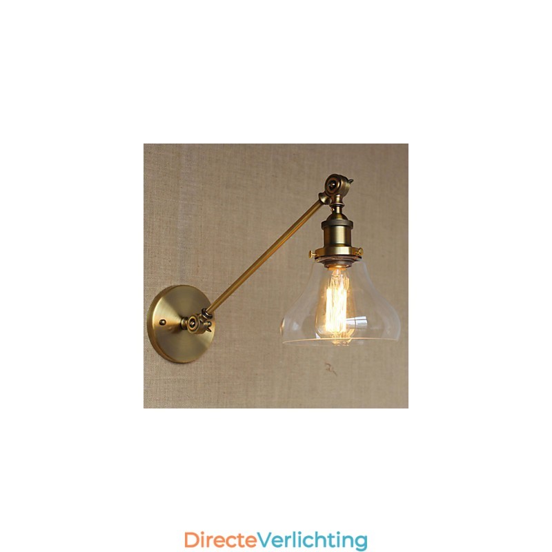De Iron Glass Bronze Brass Arm Stijl Retro Creatieve Amerikaanse Landelijke Hal Slaapkamer Wandlamp