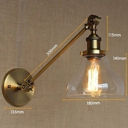 De Iron Glass Bronze Brass Arm Stijl Retro Creatieve Amerikaanse Landelijke Hal Slaapkamer Wandlamp