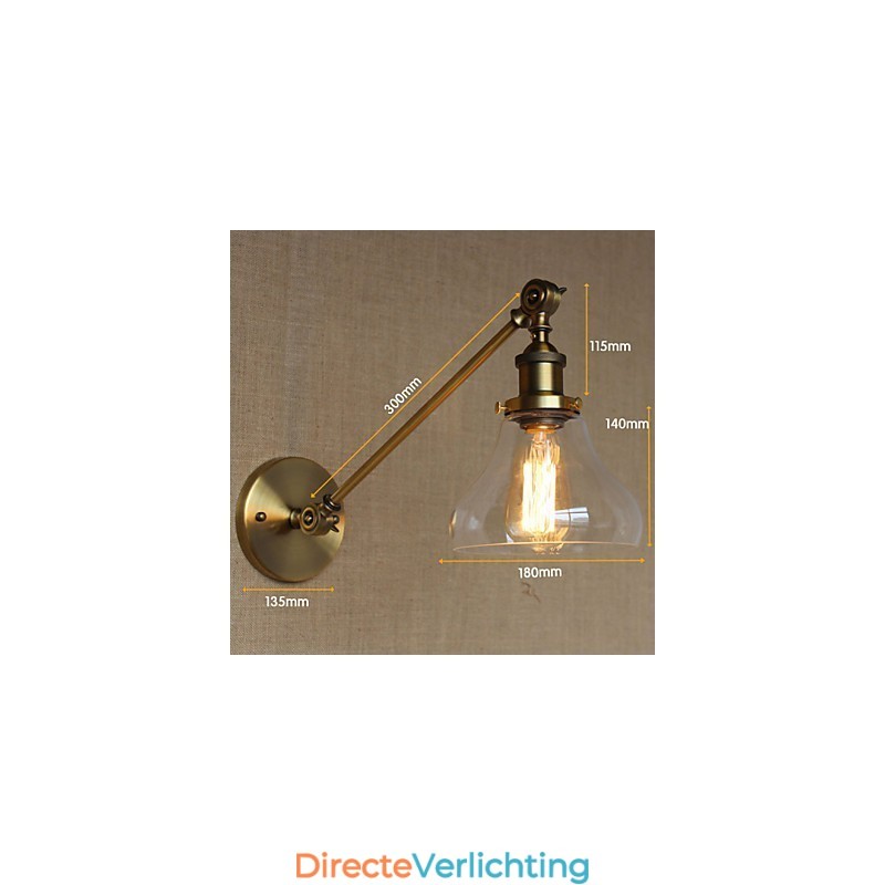 De Iron Glass Bronze Brass Arm Stijl Retro Creatieve Amerikaanse Landelijke Hal Slaapkamer Wandlamp