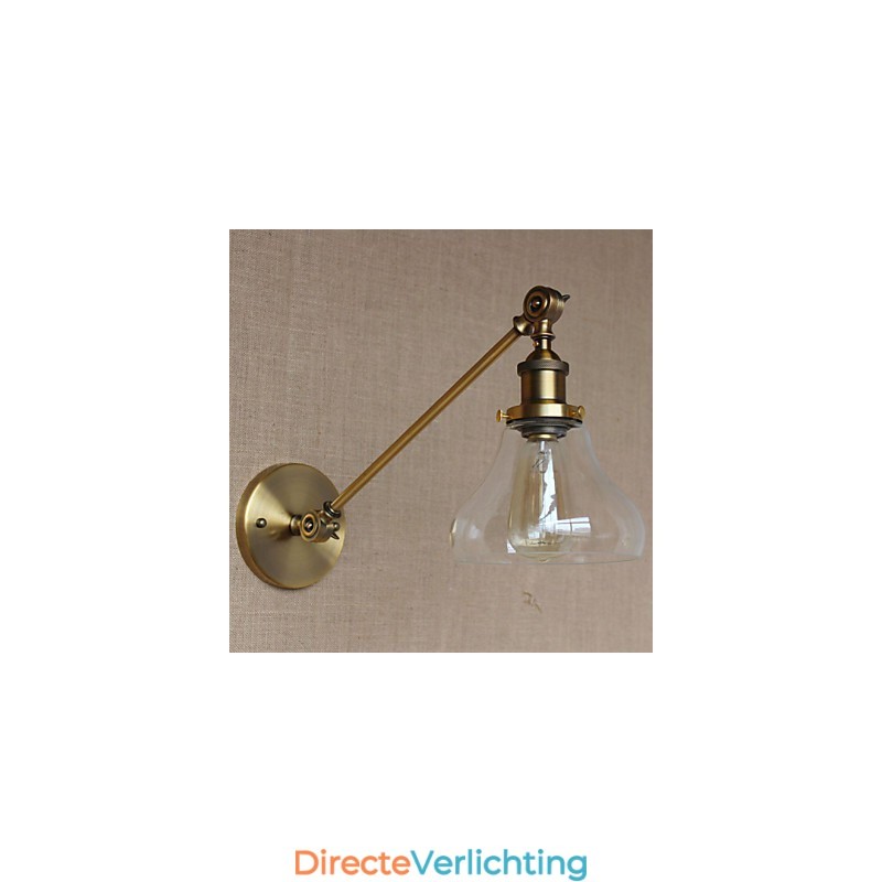 De Iron Glass Bronze Brass Arm Stijl Retro Creatieve Amerikaanse Landelijke Hal Slaapkamer Wandlamp