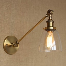 De Iron Glass Bronze Brass Arm Stijl Retro Creatieve Amerikaanse Landelijke Hal Slaapkamer Wandlamp