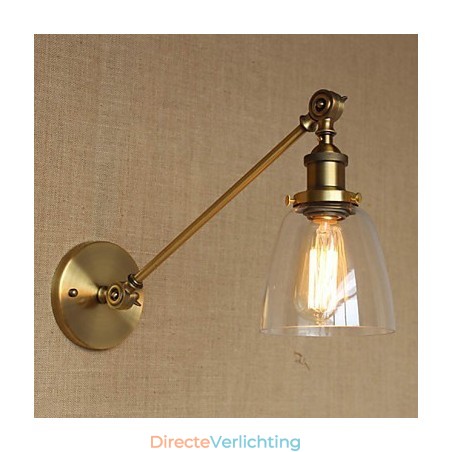 De Iron Glass Bronze Brass Arm Stijl Retro Creatieve Amerikaanse Landelijke Hal Slaapkamer Wandlamp