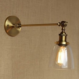 De Iron Glass Bronze Brass Arm Stijl Retro Creatieve Amerikaanse Landelijke Hal Slaapkamer Wandlamp