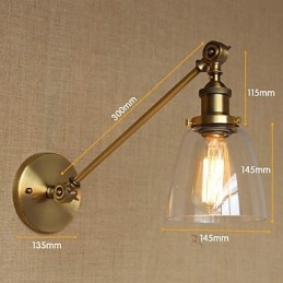 De Iron Glass Bronze Brass Arm Stijl Retro Creatieve Amerikaanse Landelijke Hal Slaapkamer Wandlamp