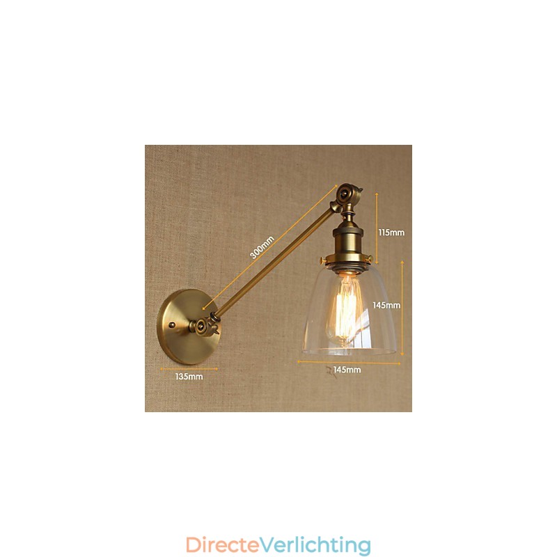 De Iron Glass Bronze Brass Arm Stijl Retro Creatieve Amerikaanse Landelijke Hal Slaapkamer Wandlamp