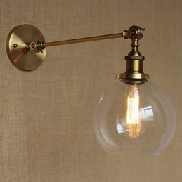 De Iron Glass Bronze Brass Arm Stijl Retro Creatieve Amerikaanse Landelijke Hal Slaapkamer Wandlamp