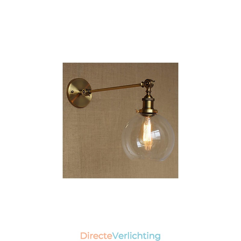 De Iron Glass Bronze Brass Arm Stijl Retro Creatieve Amerikaanse Landelijke Hal Slaapkamer Wandlamp