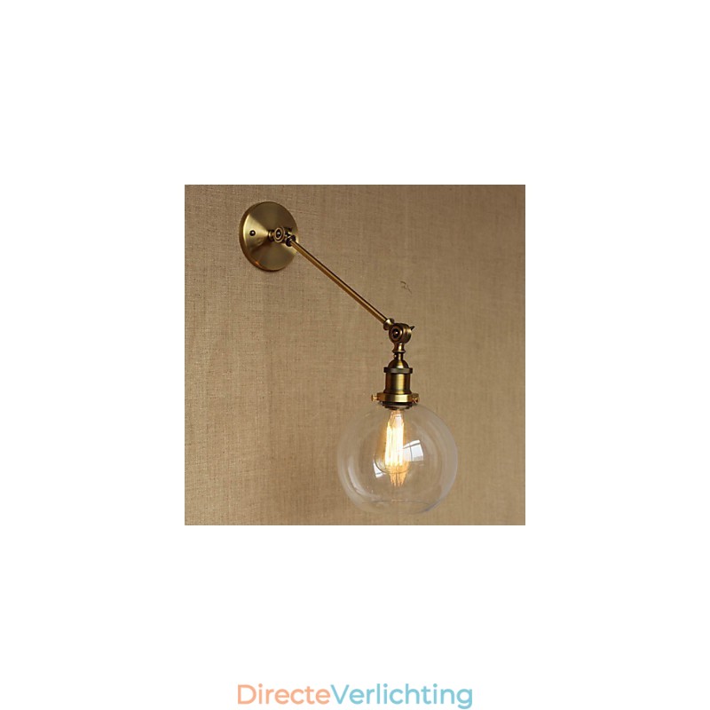 De Iron Glass Bronze Brass Arm Stijl Retro Creatieve Amerikaanse Landelijke Hal Slaapkamer Wandlamp