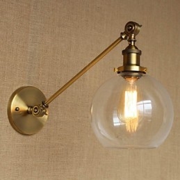 De Iron Glass Bronze Brass Arm Stijl Retro Creatieve Amerikaanse Landelijke Hal Slaapkamer Wandlamp