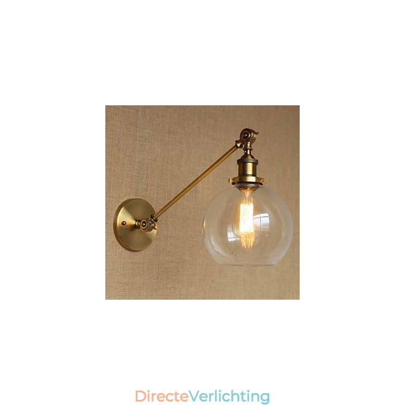 De Iron Glass Bronze Brass Arm Stijl Retro Creatieve Amerikaanse Landelijke Hal Slaapkamer Wandlamp