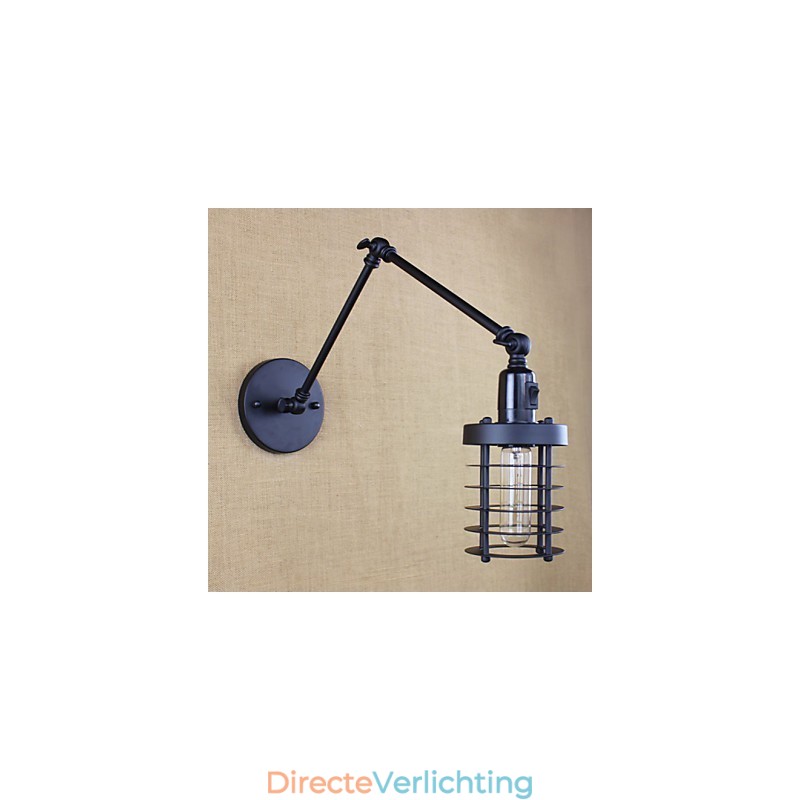 Stijl Bed Hotel Eestaurant Project Iron Arm Dubbele Retro Vintage Zwarte Riem Wandlamp Schakelaar