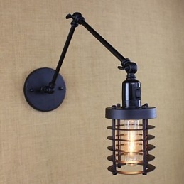 Stijl Bed Hotel Eestaurant Project Iron Arm Dubbele Retro Vintage Zwarte Riem Wandlamp Schakelaar