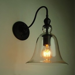 Vintage Wandlamp Een Licht Staal en Glas
