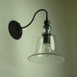 Vintage Wandlamp Een Licht Staal en Glas