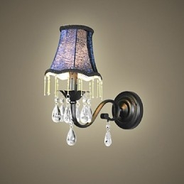 Kristallen wandlamp met stoffen lampenkap, best verkocht in Europa en de VS