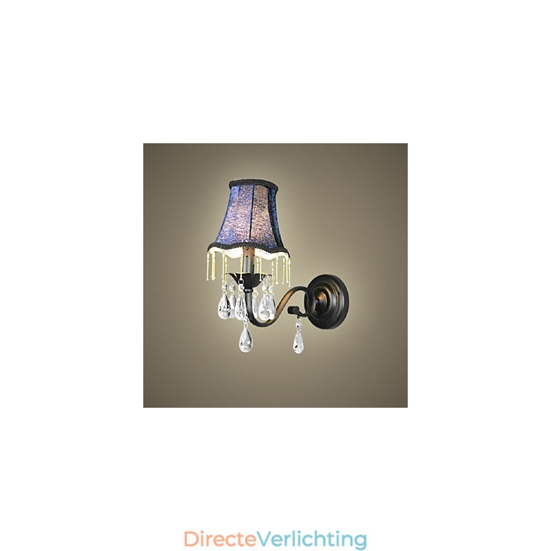 Kristallen wandlamp met stoffen lampenkap, best verkocht in Europa en de VS