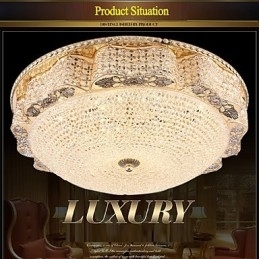 Moderne luxe kristallen plafondlamp met absorberende koepel, diameter 50 cm