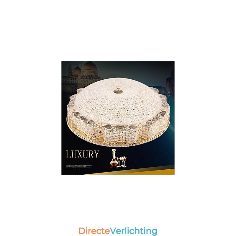 Moderne luxe kristallen plafondlamp met absorberende koepel, diameter 50 cm