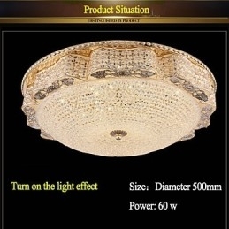 Moderne luxe kristallen plafondlamp met absorberende koepel, diameter 50 cm