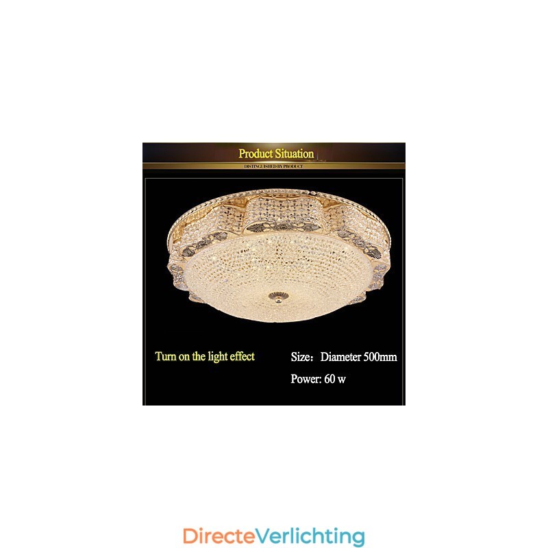 Moderne luxe kristallen plafondlamp met absorberende koepel, diameter 50 cm