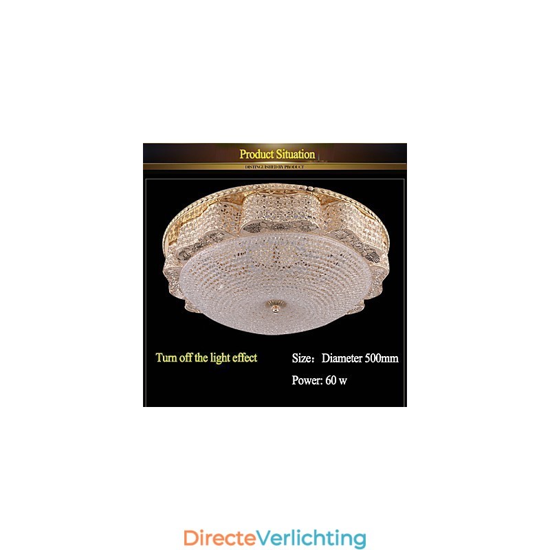 Moderne luxe kristallen plafondlamp met absorberende koepel, diameter 50 cm
