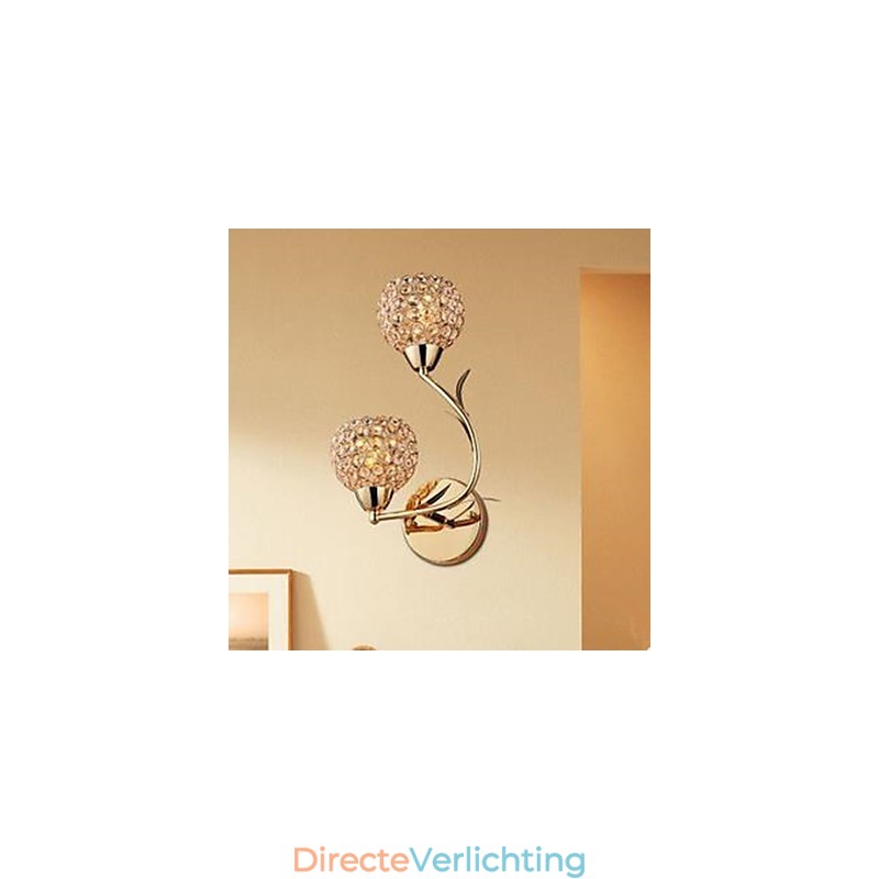 Gecontracteerde en eigentijdse gouden dubbele kop K9 kristal wandlamp