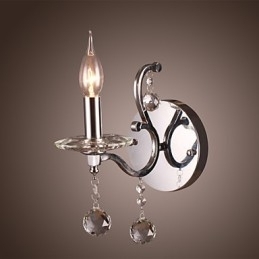 Zilveren Kristallen Wandlamp met 1 Lamp