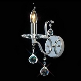 Zilveren Kristallen Wandlamp met 1 Lamp