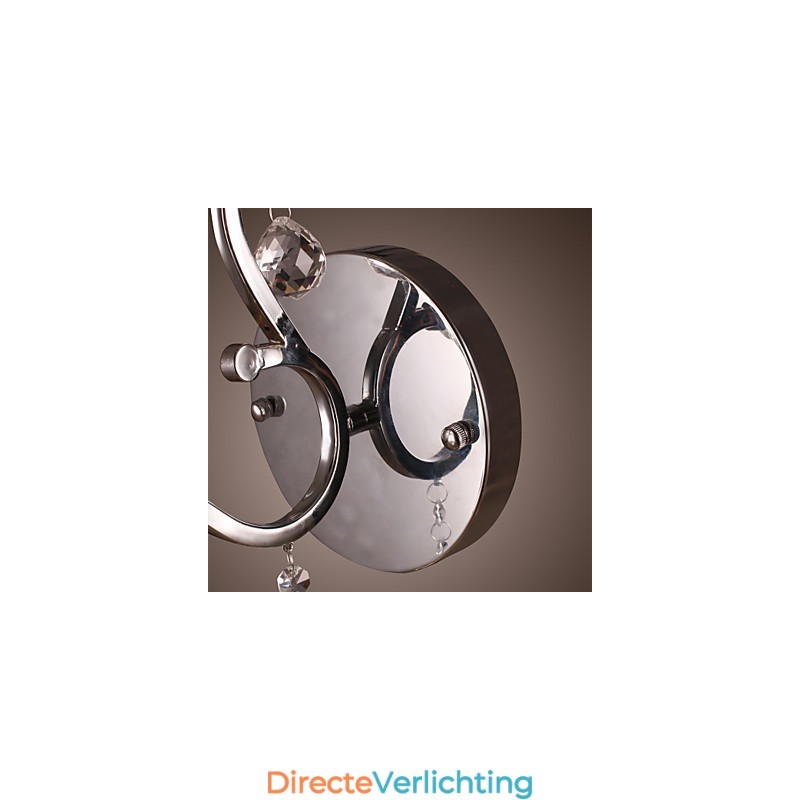 Zilveren Kristallen Wandlamp met 1 Lamp