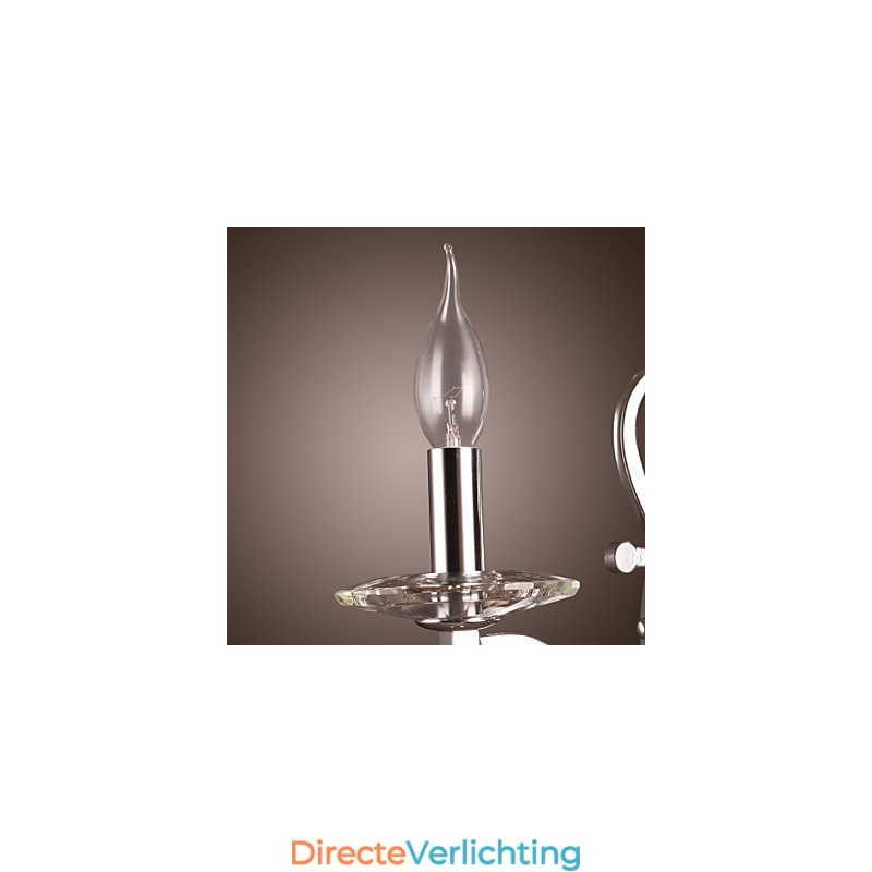 Zilveren Kristallen Wandlamp met 1 Lamp