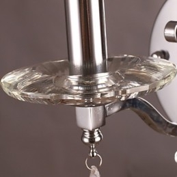 Zilveren Kristallen Wandlamp met 1 Lamp