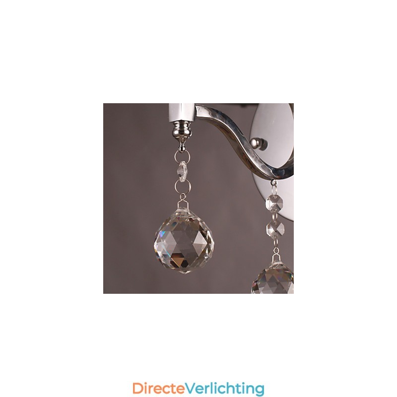 Zilveren Kristallen Wandlamp met 1 Lamp